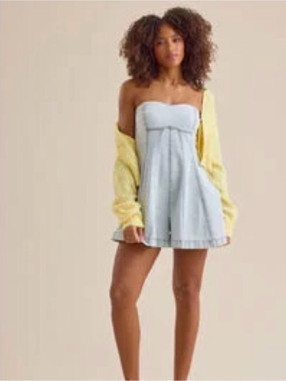 Altar'd State Light Blue Denim Romper